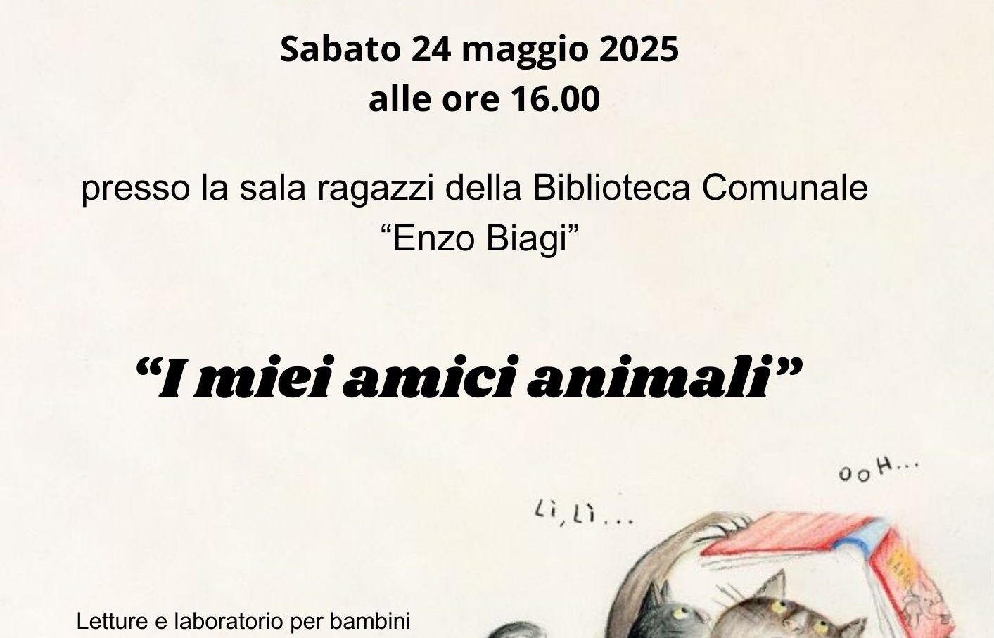 Letture e laboratorio per bambini dai 3 ai 5 annii