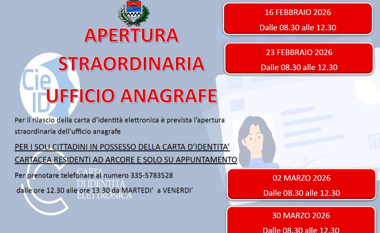 apertura straordinaria ufficio anagrafe cie