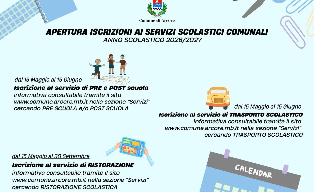 APERTURA ISCRIZIONI AI SERVIZI COMUNALI 2627