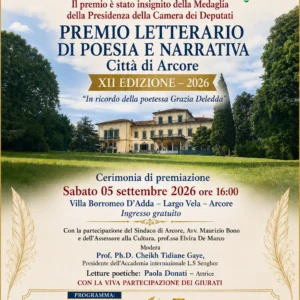 LOCANDINA PREMIAZIONE PREMIO ARCORE GRAZIA DELEDDA 2026