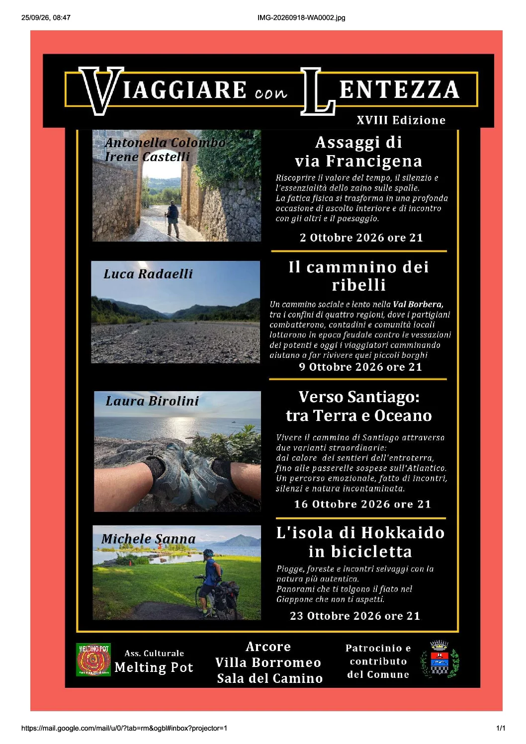 locandina di Viaggiare con lentezza - 2026