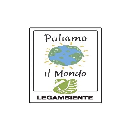 logo legambiente con mondo e frase puliamo il mondo
