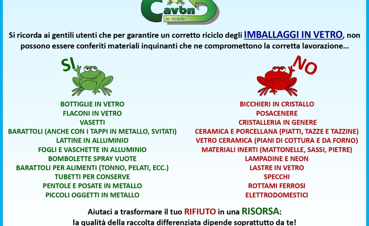 Volantino per il riciclaggio del vetro