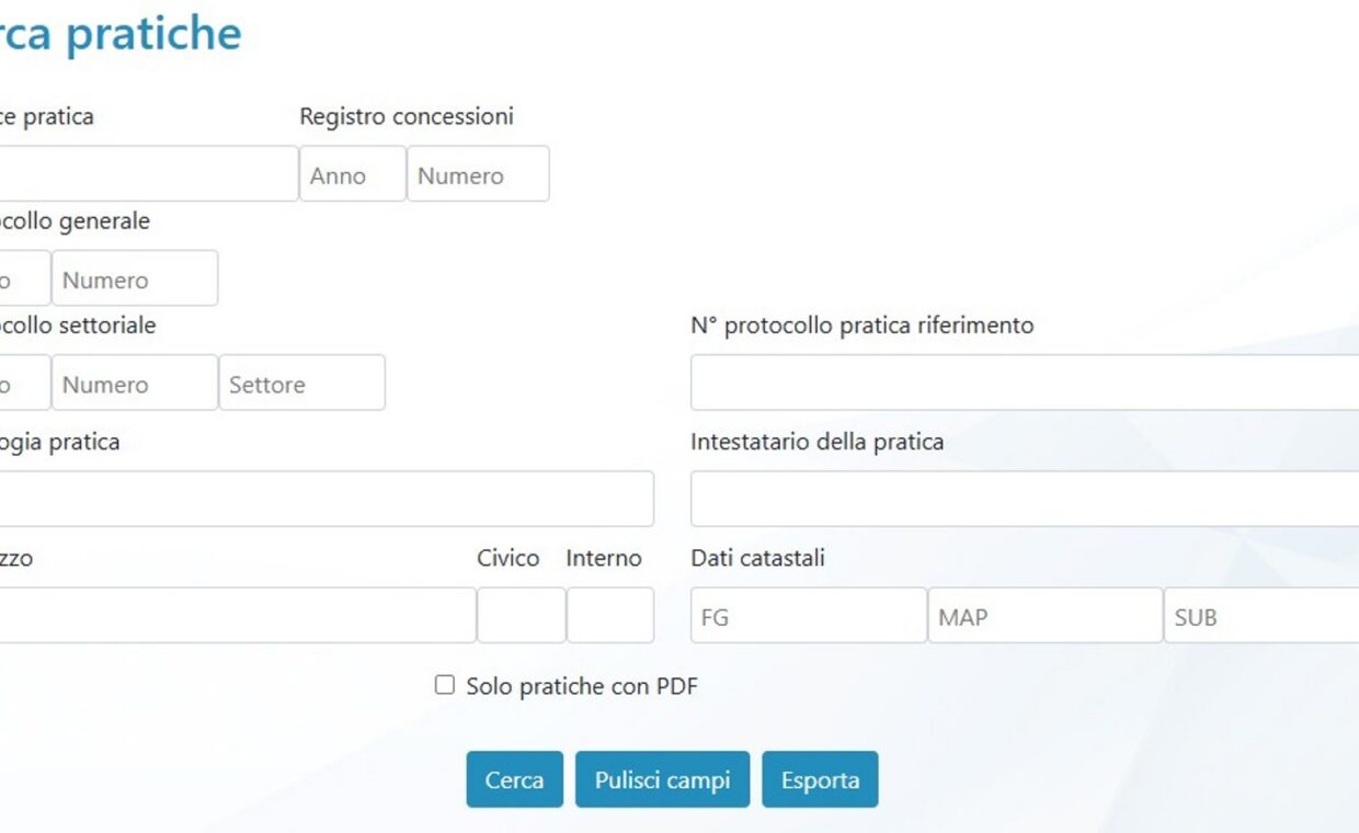 Cerca le pratiche edilizie
