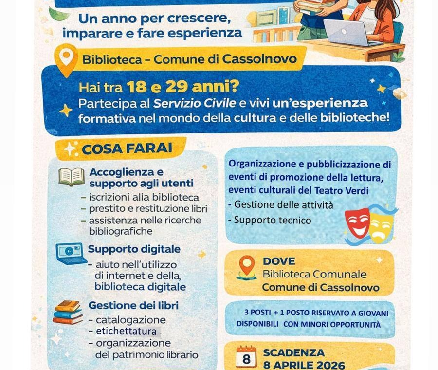 SERVIZIO CIVILE CASSOLNOVO BIBLIOTECA