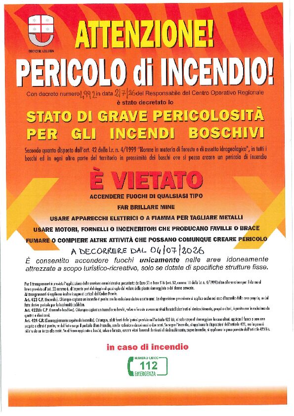 pericolo incendi