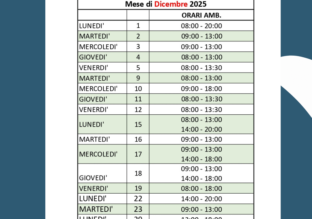 ORARI AMT dicembre