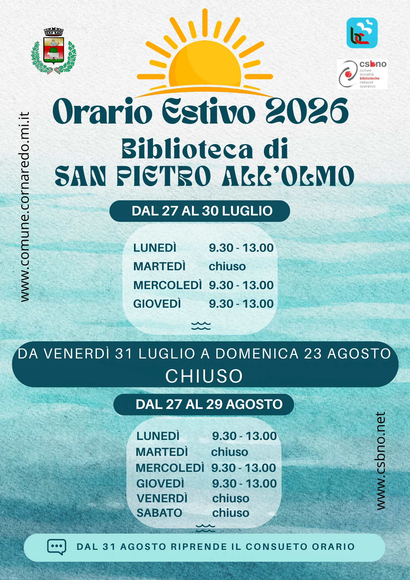 Orario Estivo Biblioteca di S.Pietro