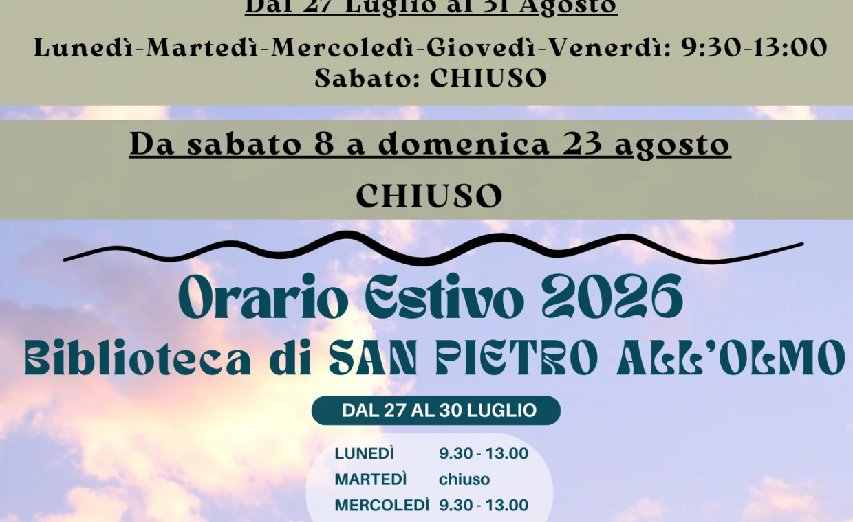 Orario Estivo Biblioteche
