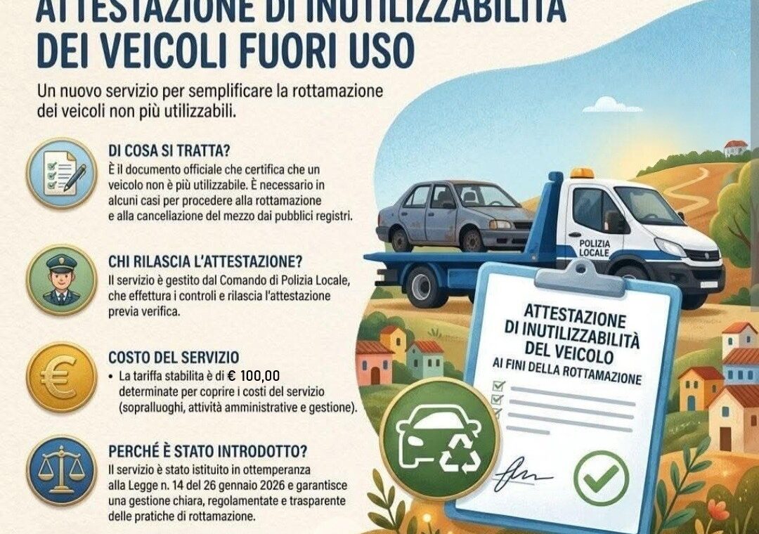 Locandina Attestazione Veicoli fuori uso
