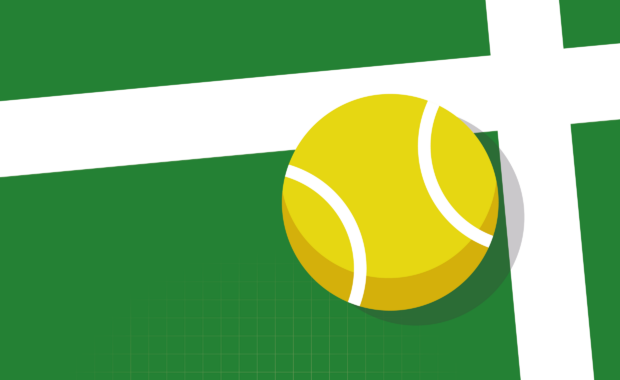 Disegno di una pallina che rimbalza su un campo da Tennis
