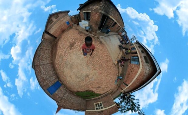 Foto circolare di un villaggio in Rwanda