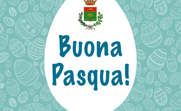 Disegno di un uovo di Pasqua con all'interno la scritta "Buona Pasqua!"