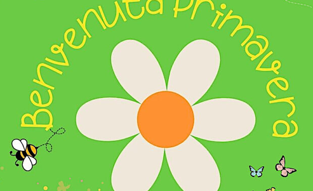 Disegno di una margherita circondata da api e farfalle