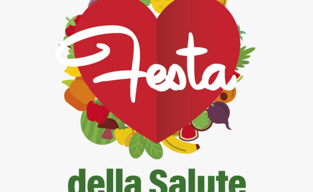 Logo della Festa della Salute: disegno di un cuore circondato da frutta e verdura
