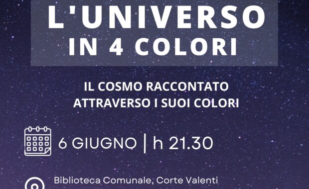 Titolo e coordinate dell'evento su uno sfondo stellato notturno