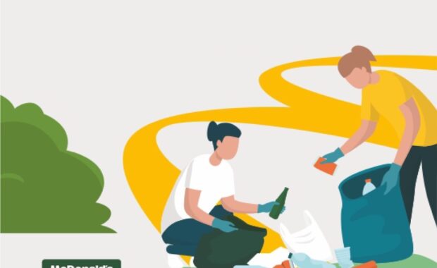 Disegno di persone che raccolgono rifiuti