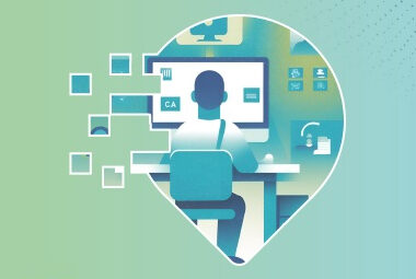 Disegno di una persona la computer
