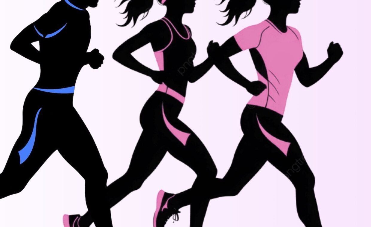 Disegno stilizzato di tre persone che camminano