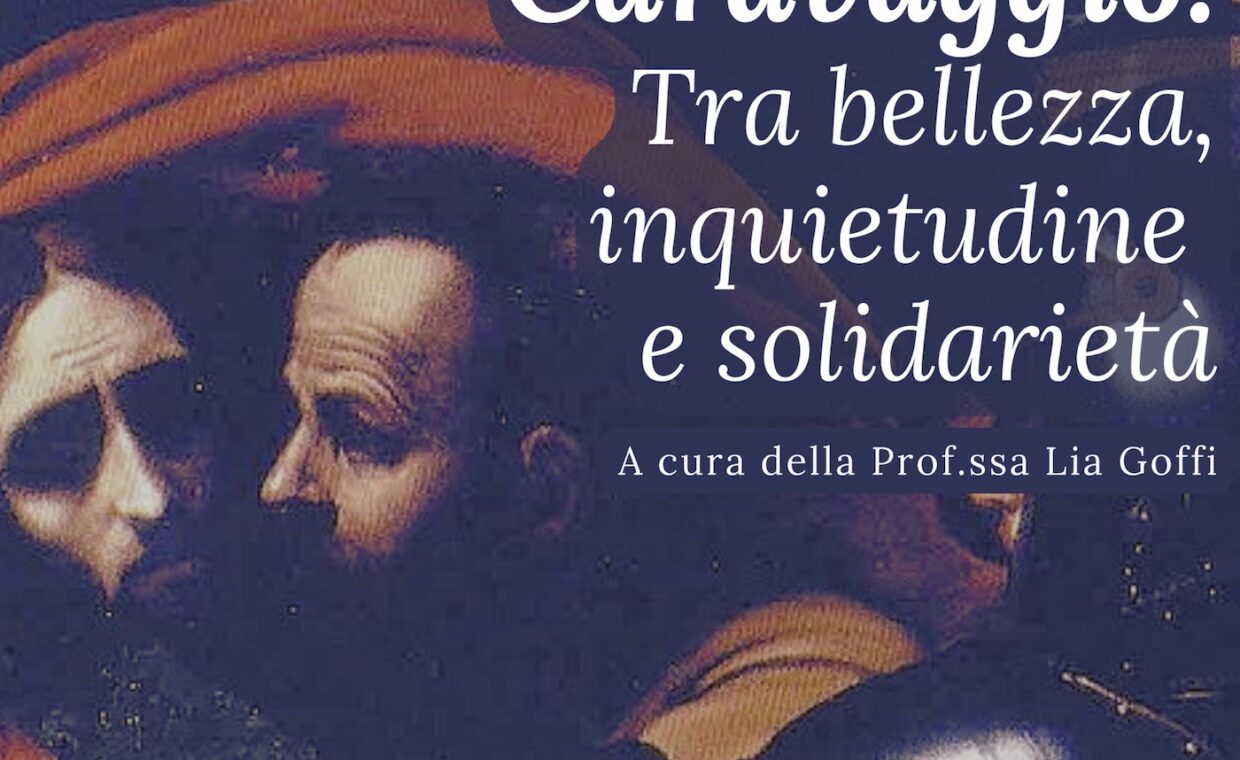 Un dipinto del Caravaggio con il titolo dell'evento in sovraimpressione
