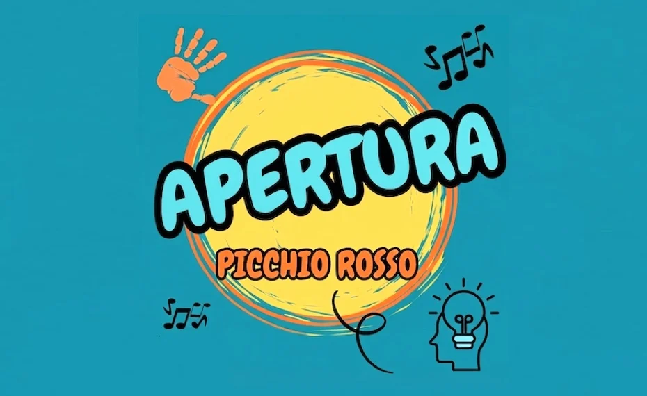 Disegni di ingranaggi, mani e note musicali