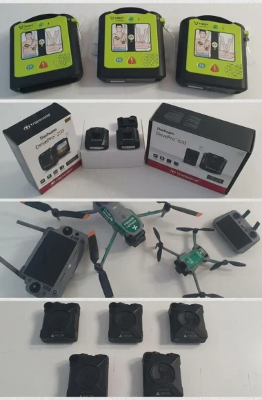 Defibrillatori semiautomatici portatili, bodycam, dashcam, droni