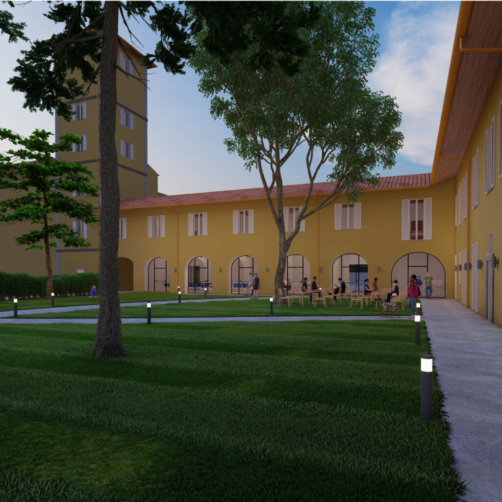 Rendering giardino progetto restauro e riqualificazione conservativa Villa Sola Busca