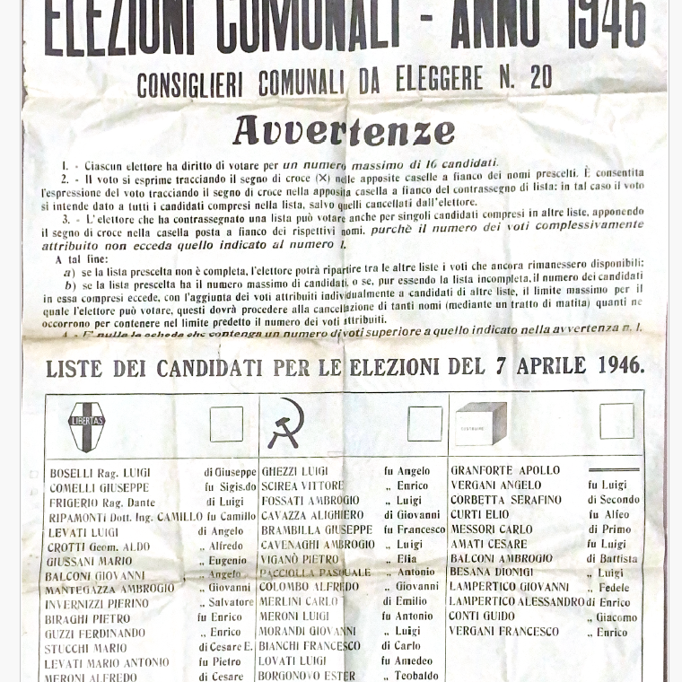 Liste candidati elezioni amministrative 1946