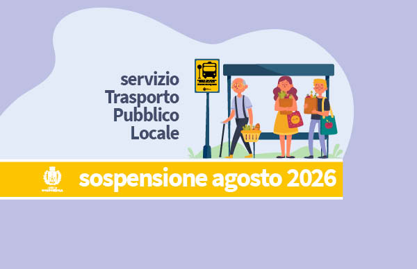 disegno con pensilina trasporto pubblico locale e persone con sacchetti della spesa