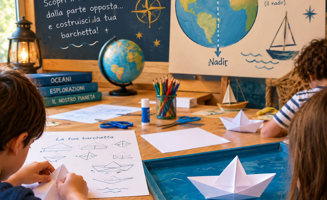 Immagine IA laboratorio per bambini con illustratrice