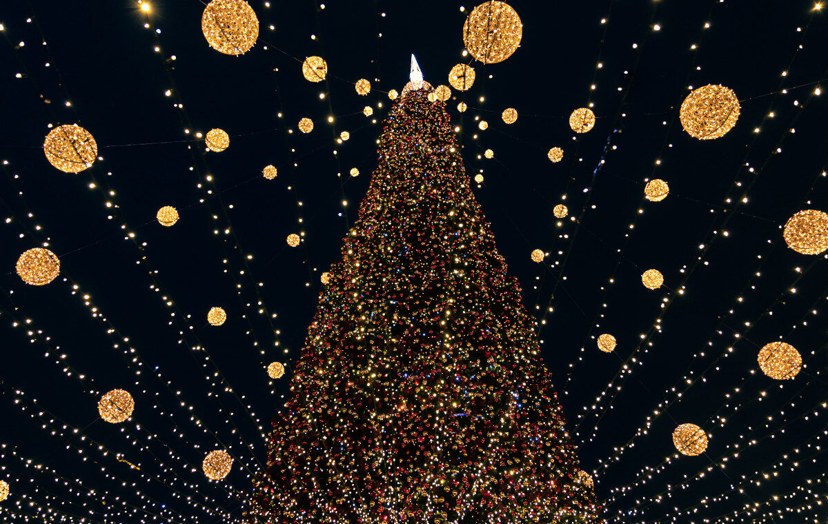 Luminarie natalizie e albero di natale
