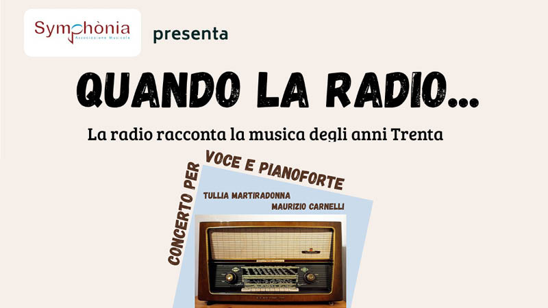 Intestazione locandina incontro "Quando la radio" con radio d'epoca