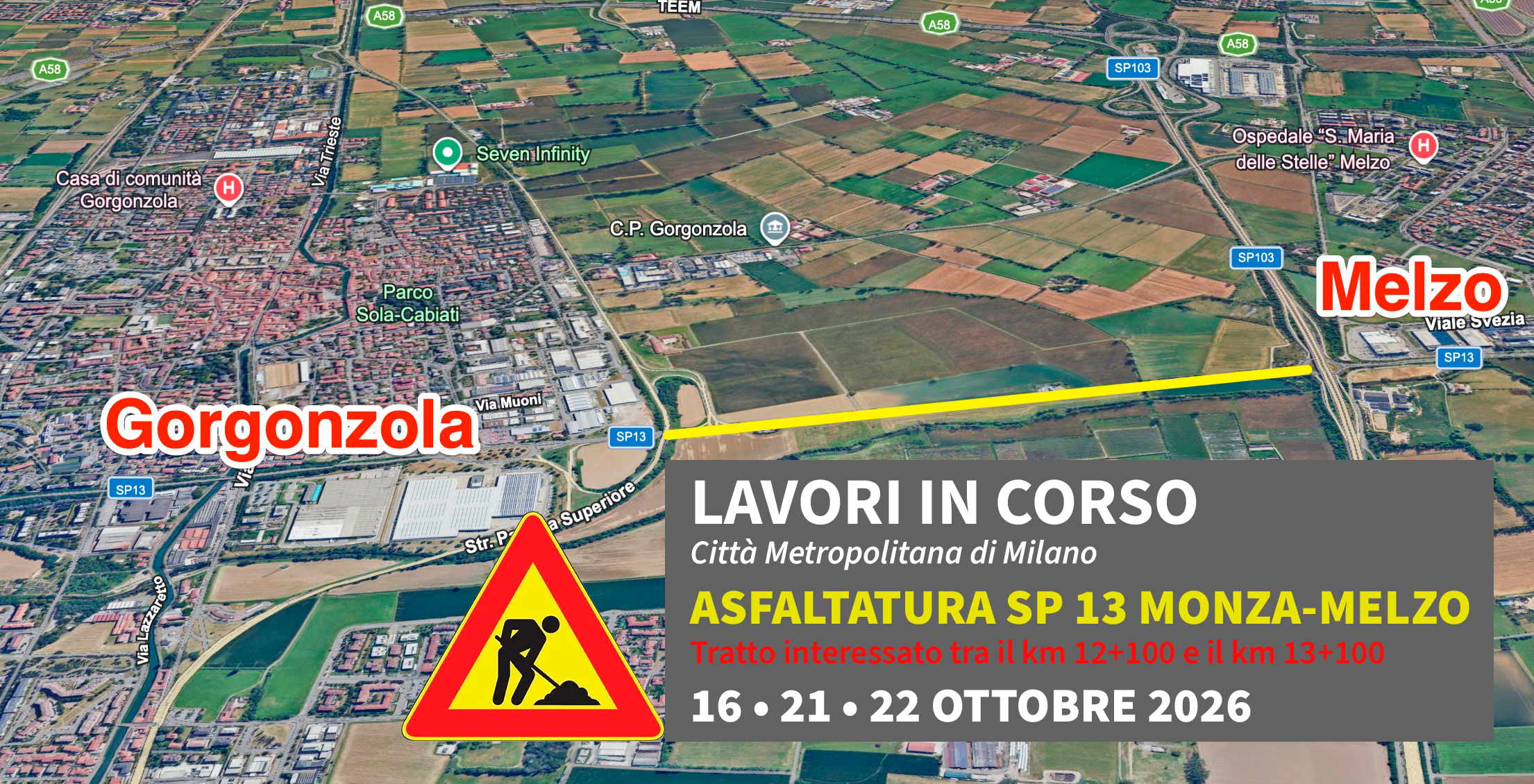 Mappa Lavori SP13 Gorgonzola - Melzo