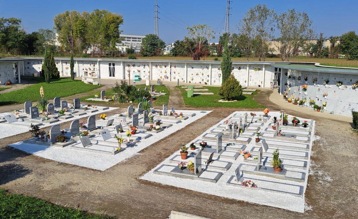 nuova pavimentazione campi comuni cimitero via Ticino