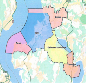 Mappa del distretto con i relativi 5 comuni