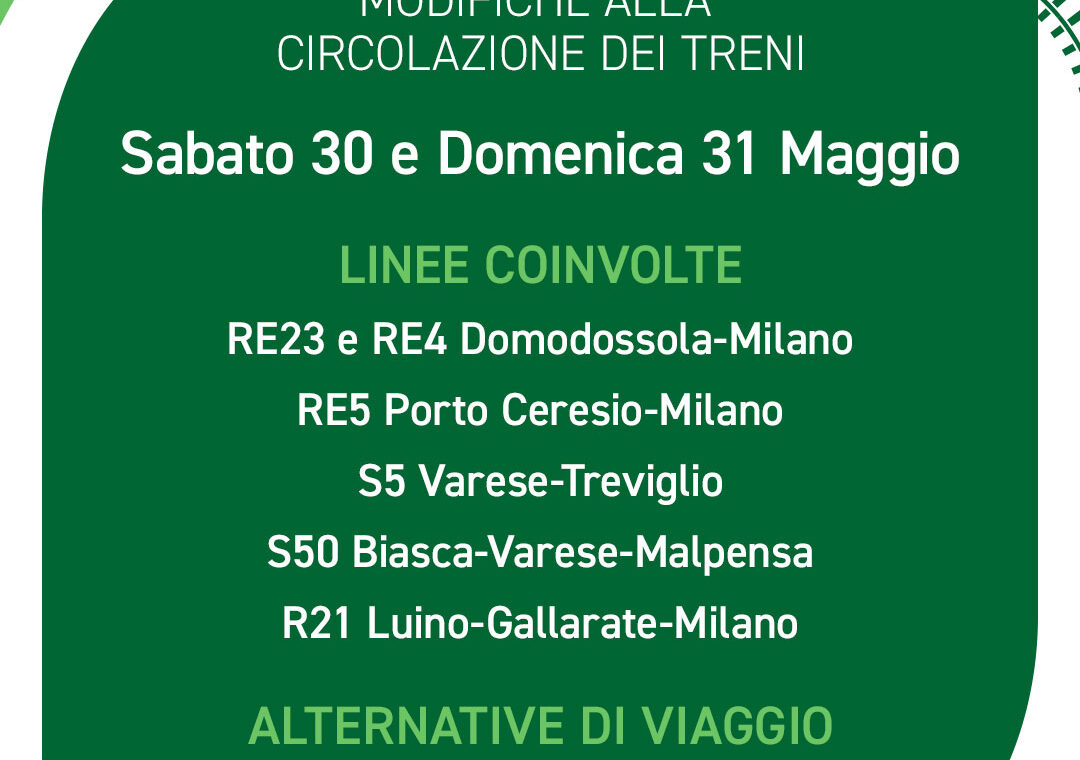 trenord 30 e 31 maggio