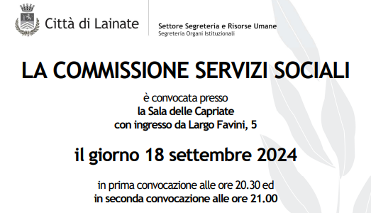 commissione servizi sociali 18 settembre