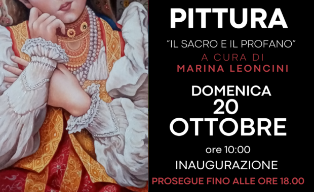 locandina mostra tra sacro e profano Marina Leoncini in santo stefano