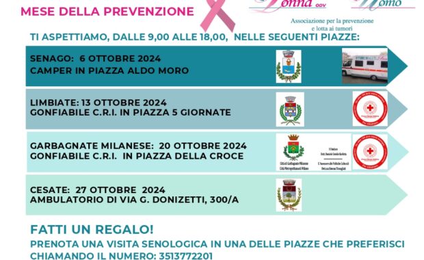 Salute donna- Ottobre rosa mese della prevenzione. 13 ottobre 2024 ore 9.00 fino 18.00