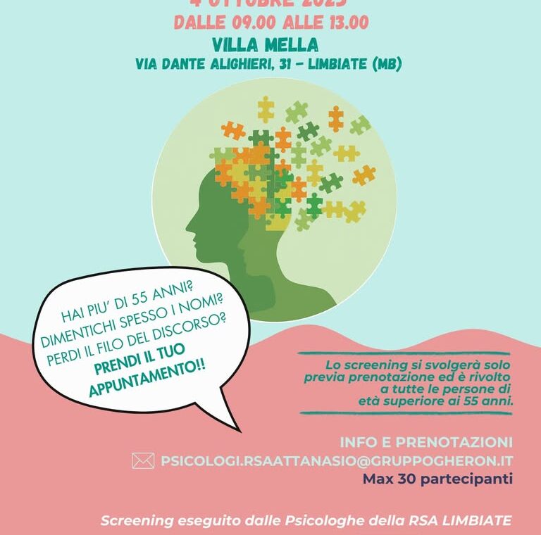 Screening gratuito delle FUNZIONI COGNITIVE. Limbiate 4 Ottobre 2025.