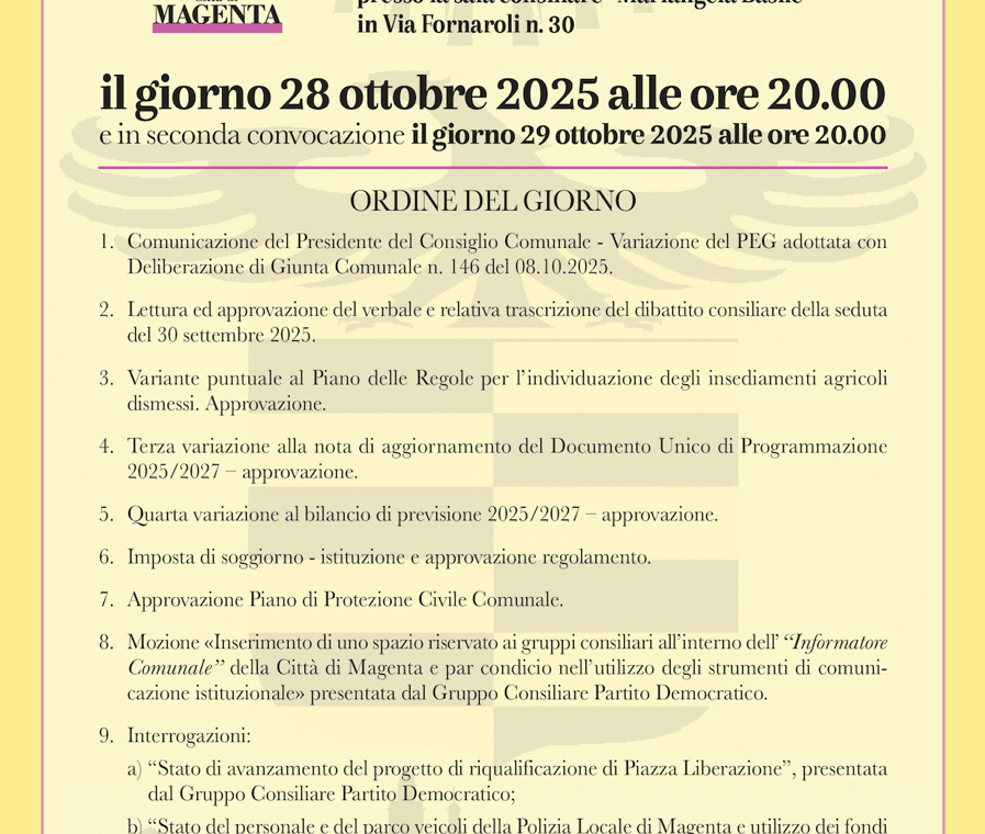 Manifesto Consiglio Comunale del 28.10.2025