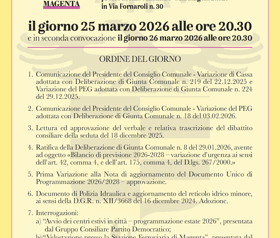 Manifesto Consiglio Comunale del 25.03.2026