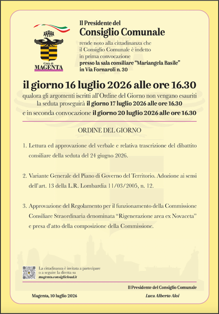 Consiglio comunale del 16.07.2026