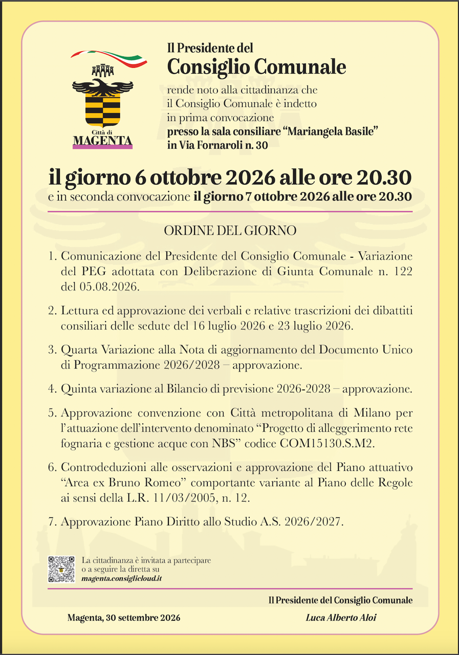 Consiglio Comunale del 06.10.2026