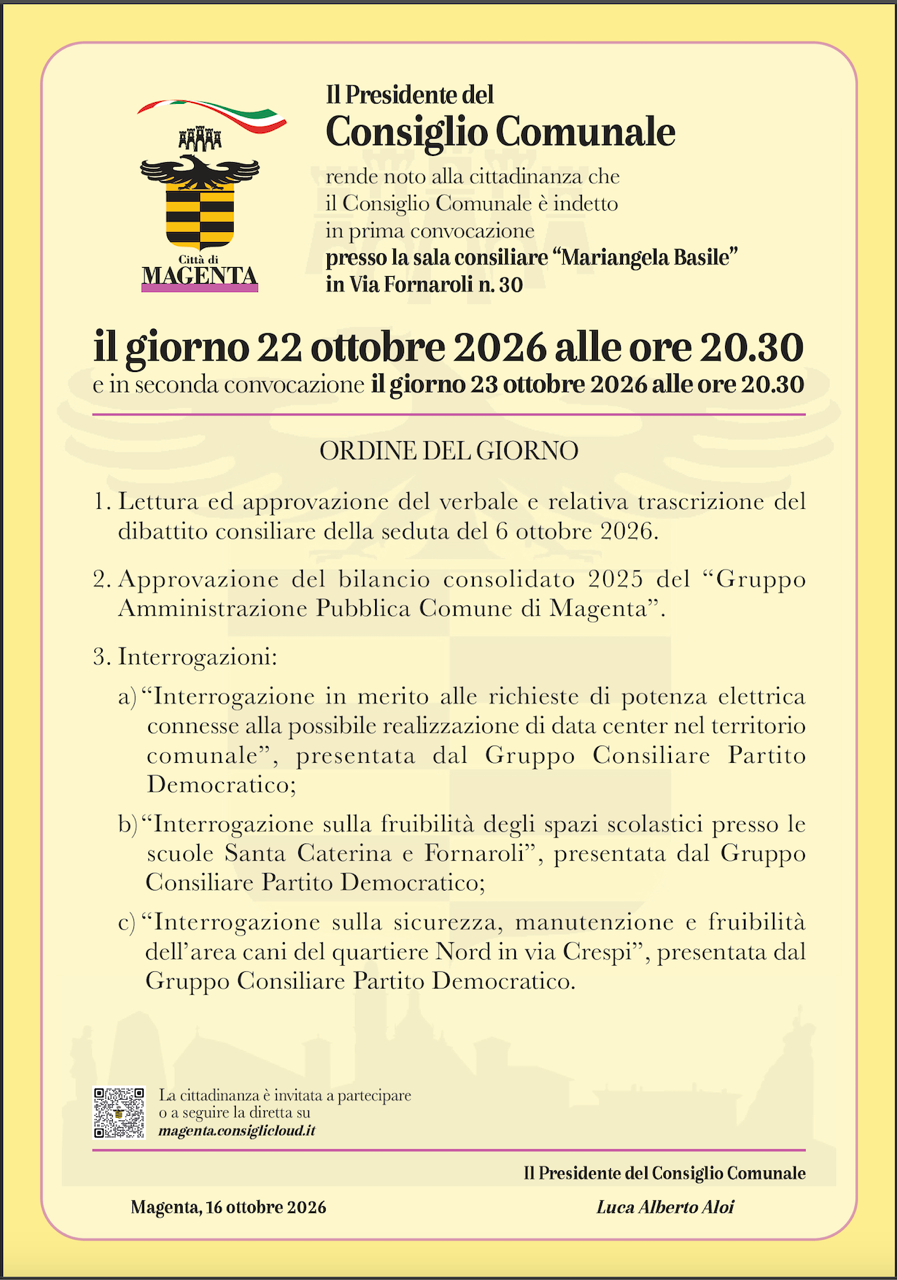 Consiglio Comunale del 22.10.2026