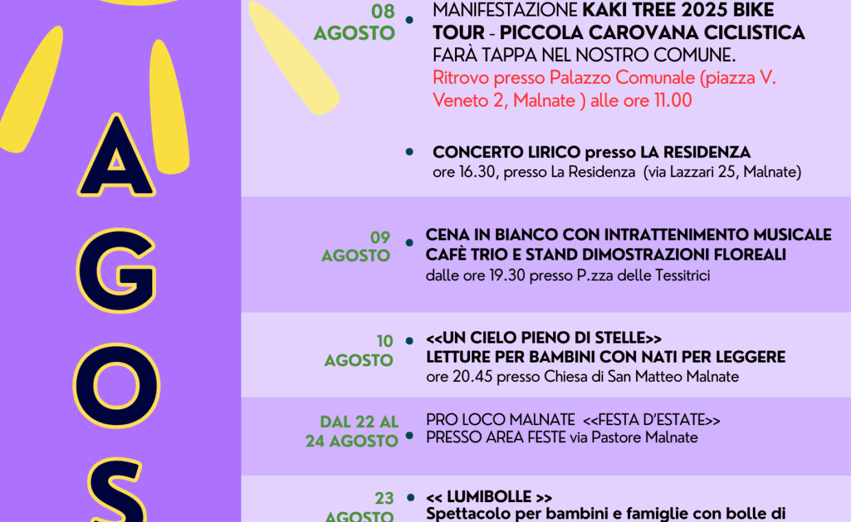 rassegna eventi ESTATE MALNATE 2025