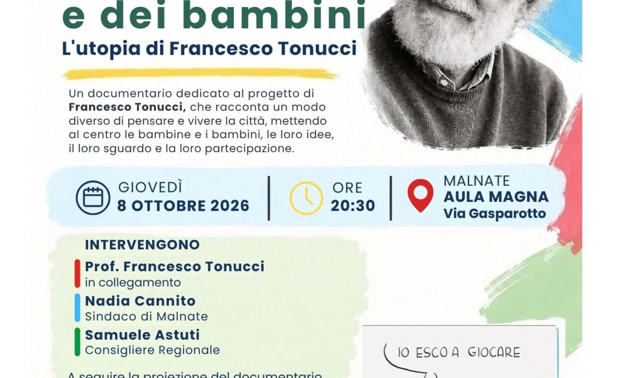 Locandina documentario La città delle bambine e dei bambini – L’utopia di Francesco Tonucci