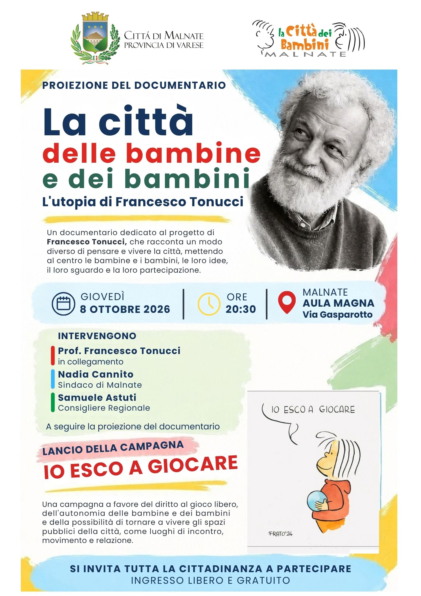 Locandina documentario La città delle bambine e dei bambini – L’utopia di Francesco Tonucci