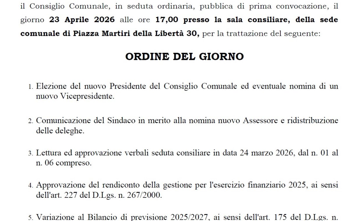 Consiglio Comunale 23 aprile 2026