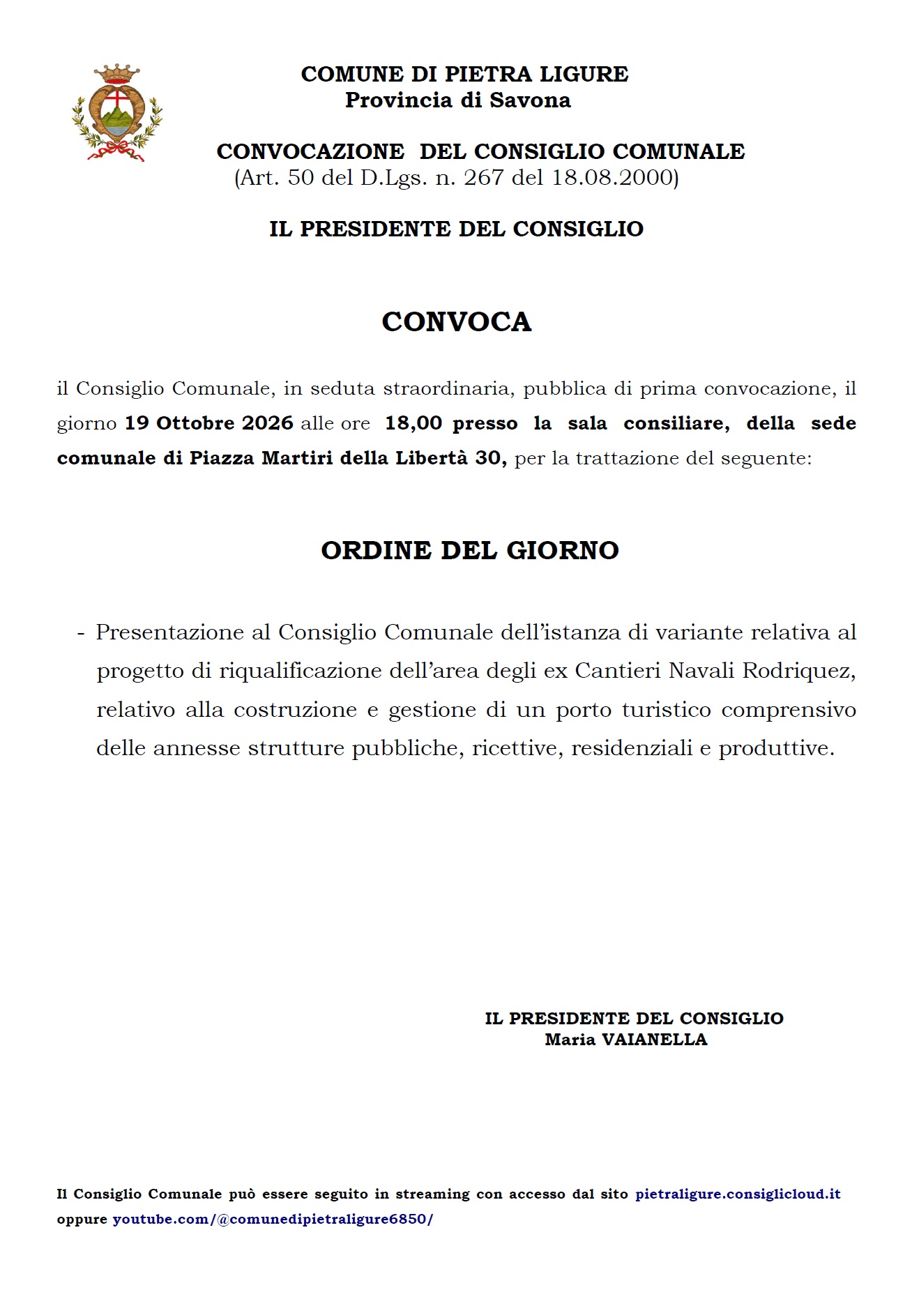 Consiglio Comunale_ODG 19 ottobre 2026_Cantieri